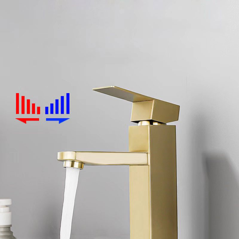 Single Hole Brushed Gold Tall Bathroom Faucet-YSBF006