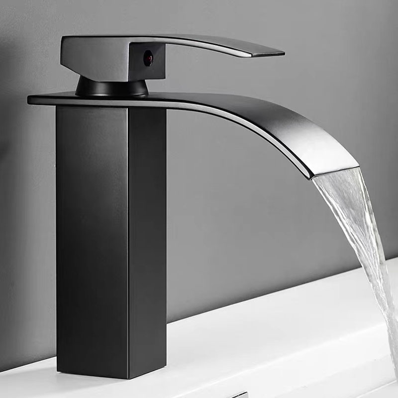 Matte Black Waterfall Bathroom Sink Faucet-YSBF009