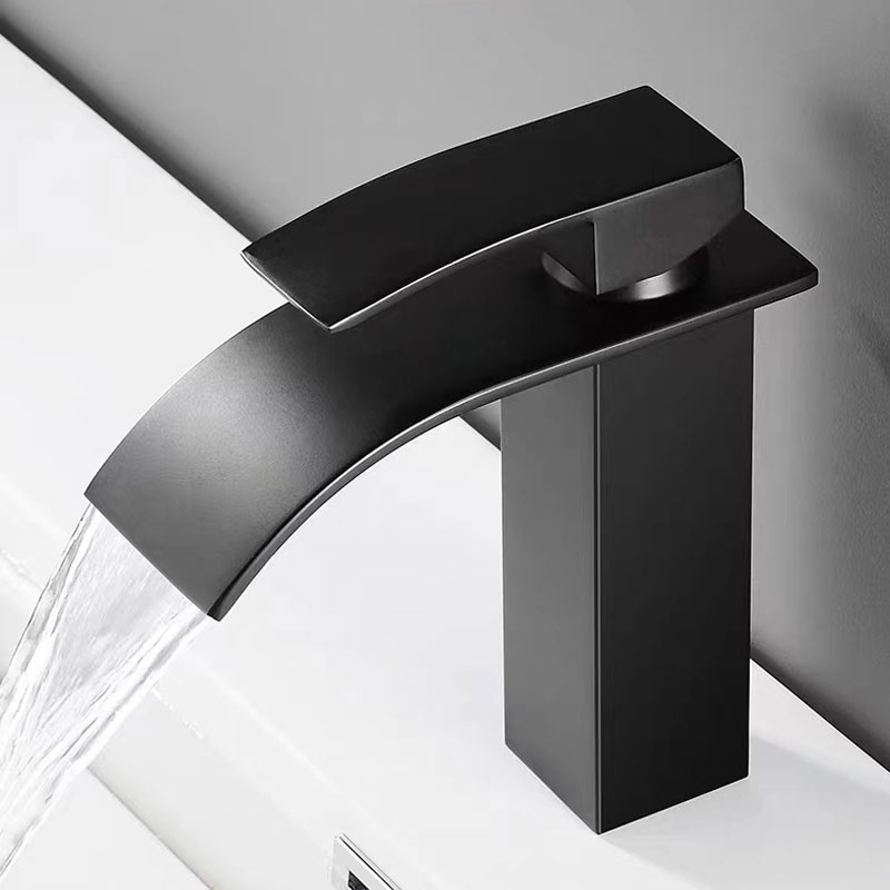 Matte Black Waterfall Bathroom Sink Faucet-YSBF009