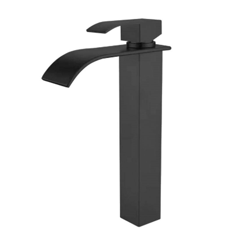 Matte Black Tall Bathroom Faucet With Waterfall Spout-YSBF010