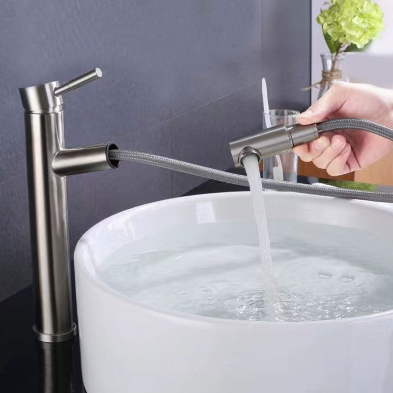 Bathroom Vessel Sink Faucet With Pull Out Sprayer-YSBF013