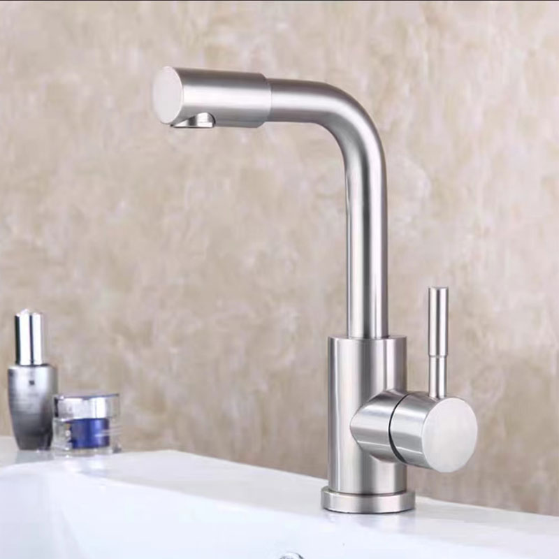 Brushed Nickel Single Hole Bathroom Faucet With Swivel Spout-YSBF016