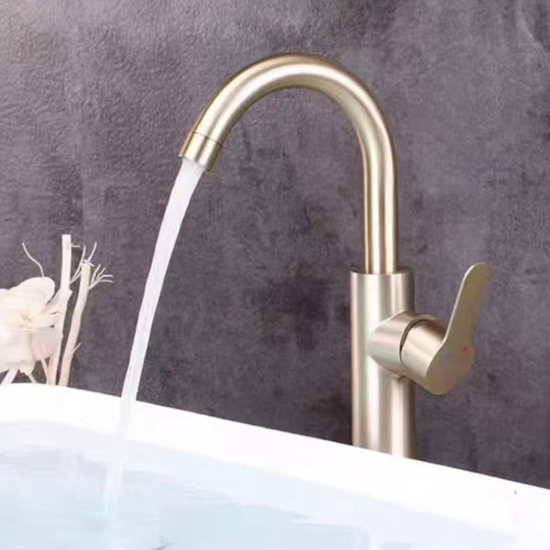 Bathroom Brushed Gold High Rise Basin Mixer Tap-YSBF021