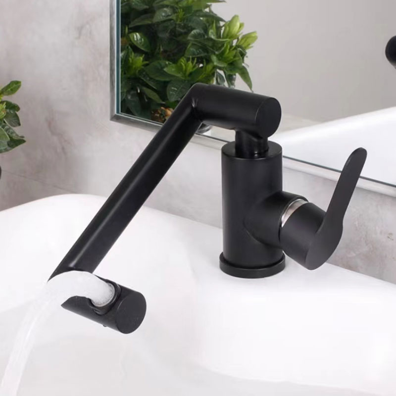 Matt Black Swivel Bathroom Vanity Basin Faucet-YSBF024