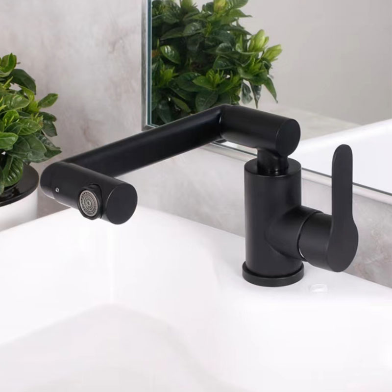 Matt Black Swivel Bathroom Vanity Basin Faucet-YSBF024