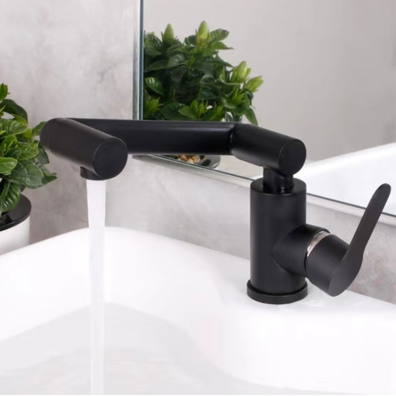 Matt Black Swivel Bathroom Vanity Basin Faucet-YSBF024