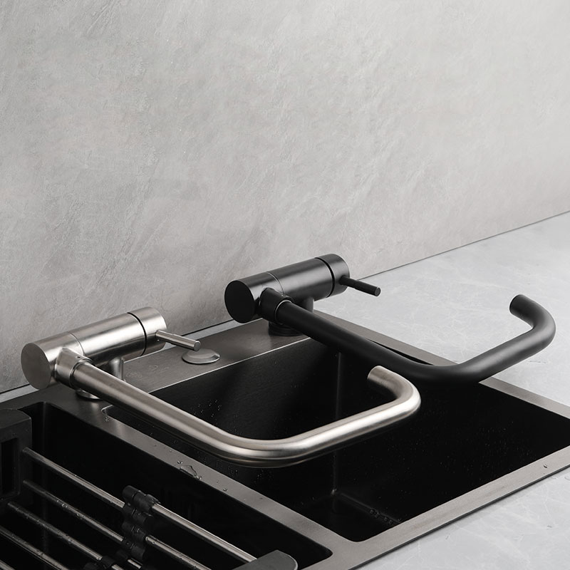 Black Rotating Folding Down RV Sink Faucet-YSKF007