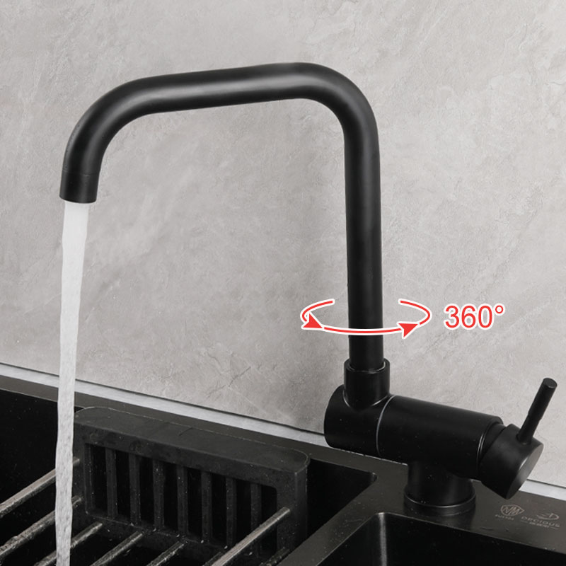 Black Rotating Folding Down RV Sink Faucet-YSKF007