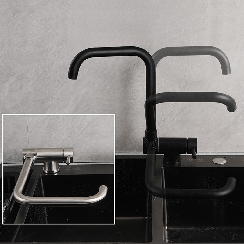 Black Rotating Folding Down RV Sink Faucet-YSKF007