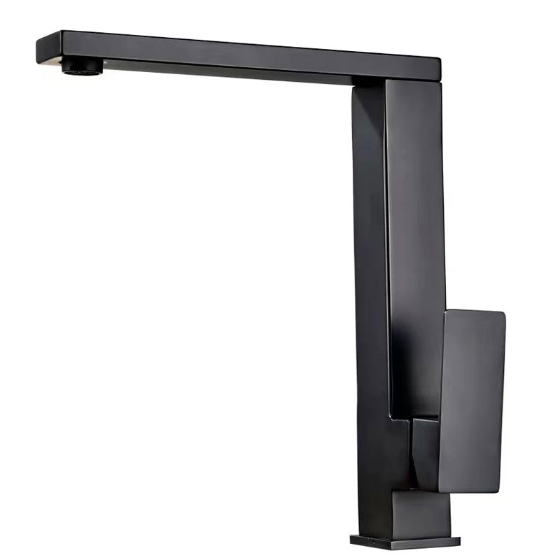 Matte Black Single Handle Square Kitchen Sink Mixer Tap-YSKF014