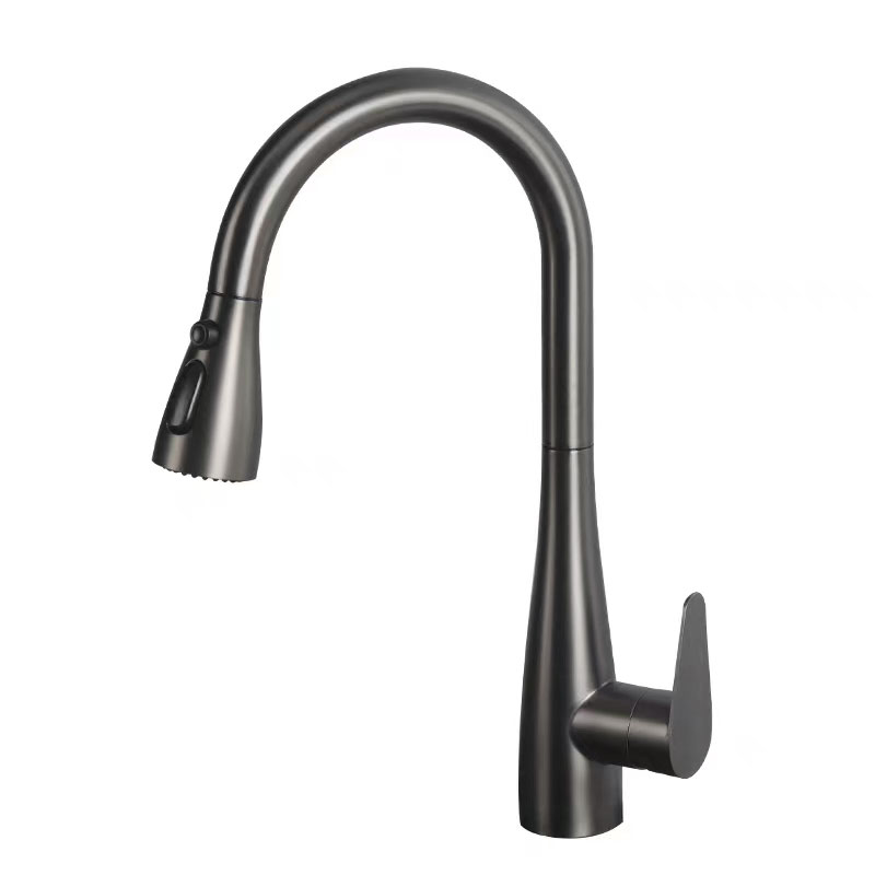 Gunmetal Kitchen Sink Faucet With Pull Out Sprayer-YSKF021