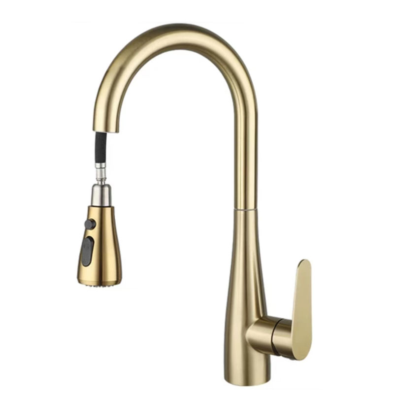 Brushed Gold Flexible Pull Out Kitchen Sink Mixer Faucet-YSKF024