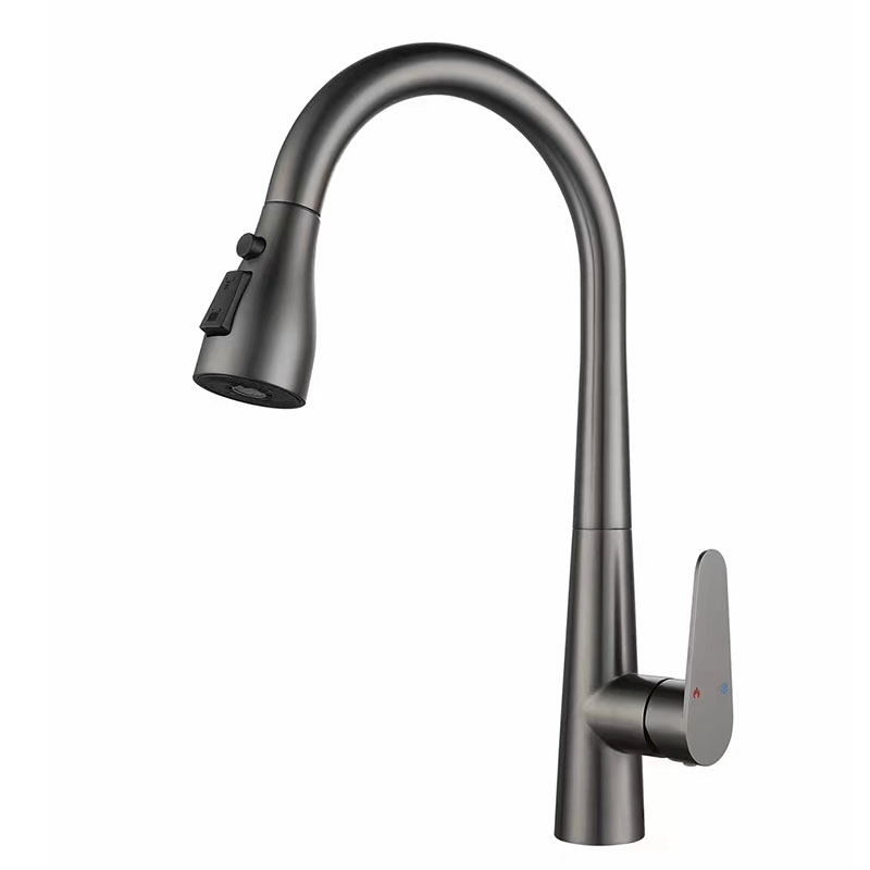 Gunmetal Grey Single Hole Pull Out Kitchen Sink Faucet-YSKF025