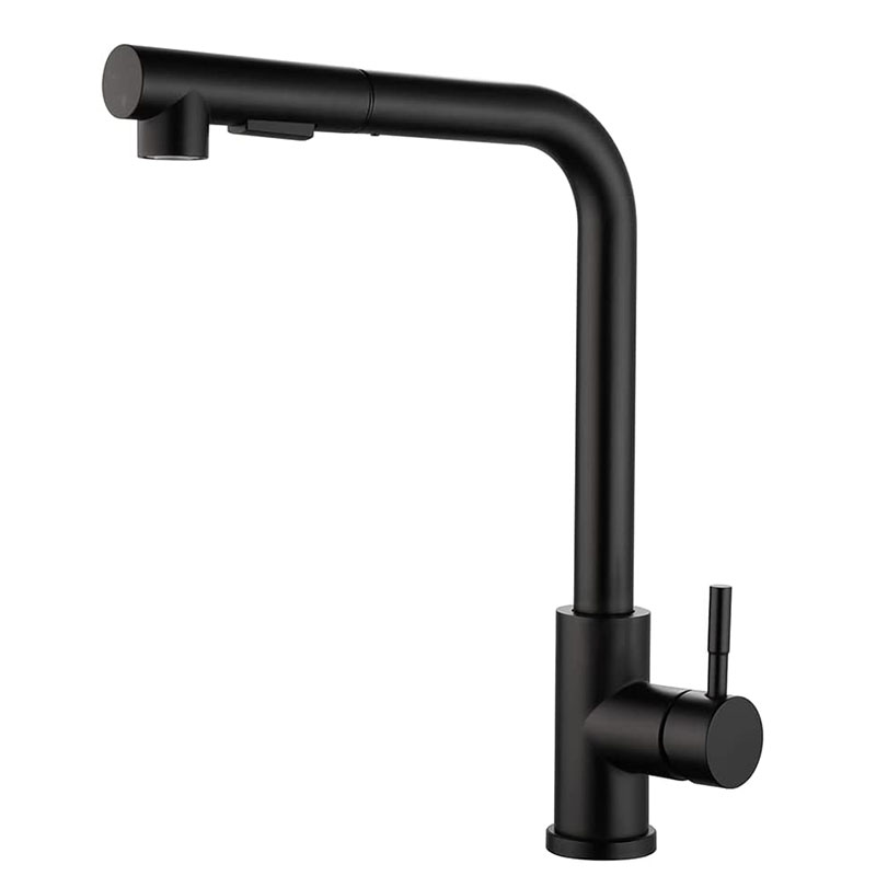 Matte Black Kitchen Sink Faucet With Pull Out Sprayer-YSKF028