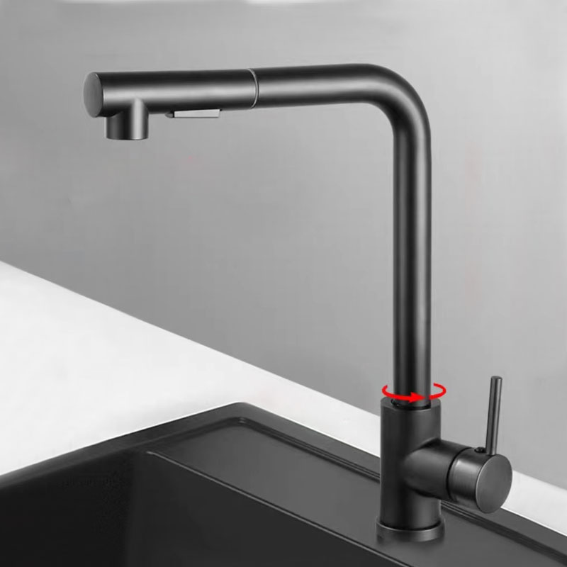 Matte Black Kitchen Sink Faucet With Pull Out Sprayer-YSKF028