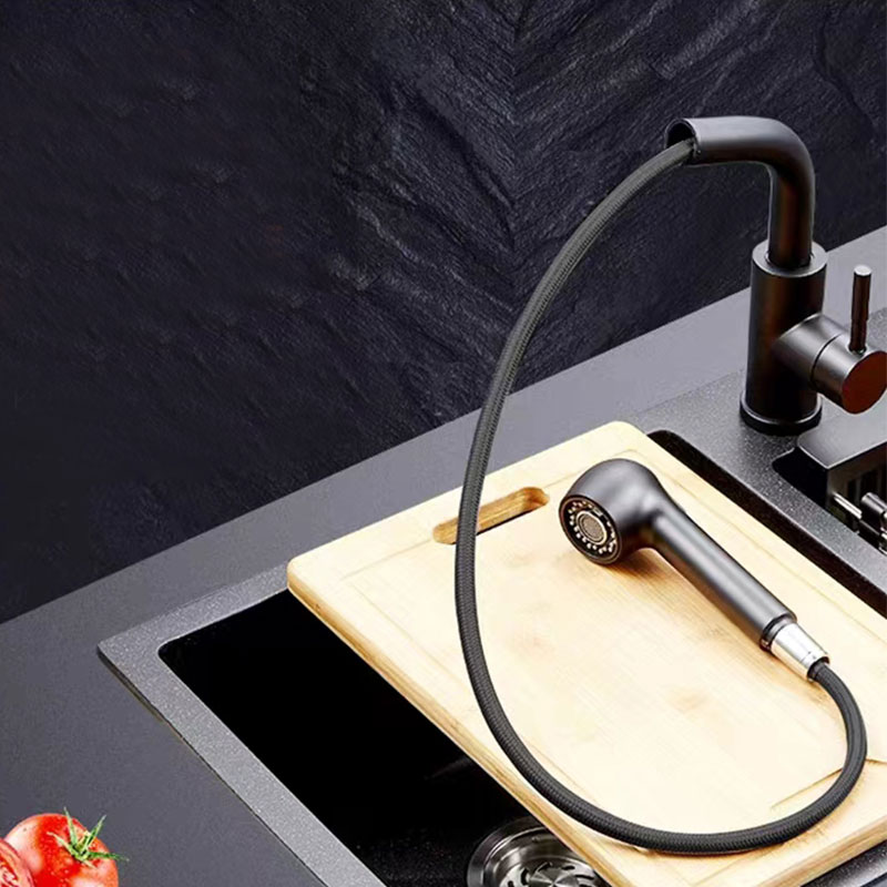 Matte Black Kitchen Sink Faucet With Pull-Out Sprayer-YSKF029