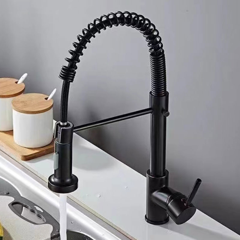 Matte Black Kitchen Faucet With Pull Down Sprayer-YSKF030