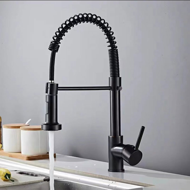 Matte Black Kitchen Faucet With Pull Down Sprayer-YSKF030