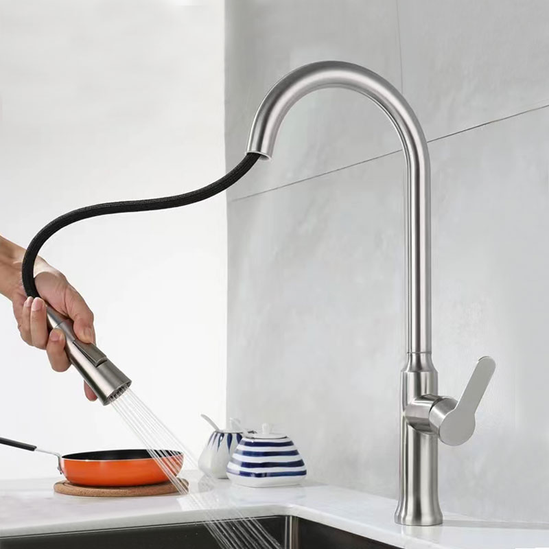 Brushed Nickel Pull Out Sprayer Kitchen Faucet-YSKF035