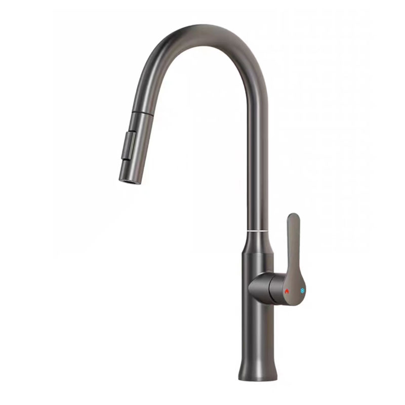 Grey Dual Functional Kitchen Faucet With Pull Out Sprayer-YSKF039