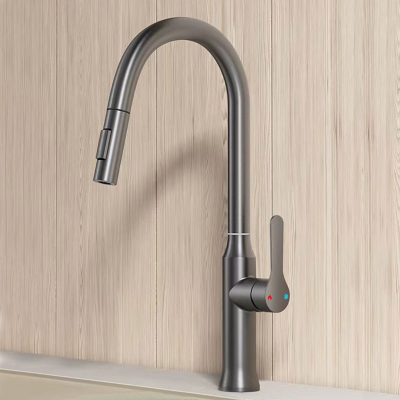 Grey Dual Functional Kitchen Faucet With Pull Out Sprayer-YSKF039