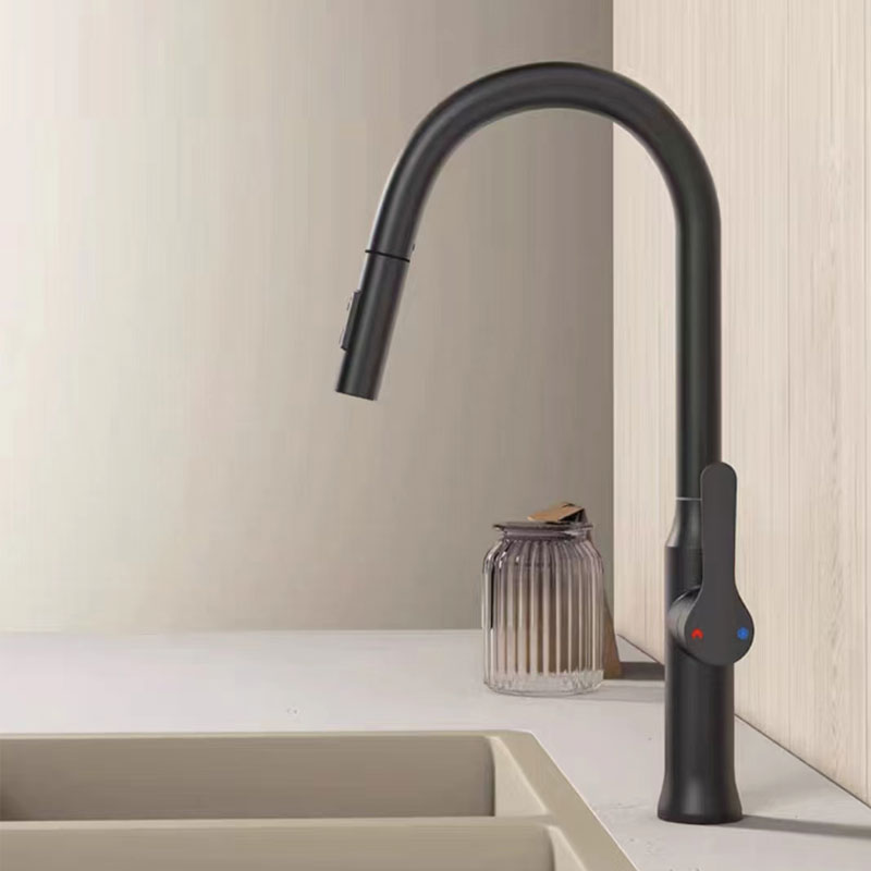 Grey Dual Functional Kitchen Faucet With Pull Out Sprayer-YSKF039