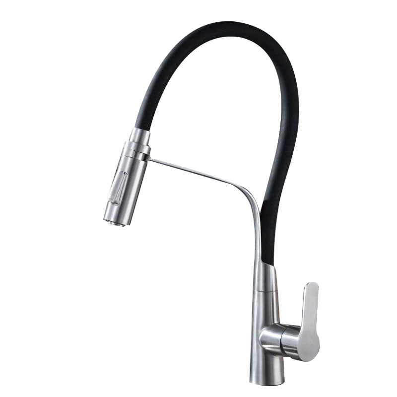 Black Hose Double Functions Sprayer Pull Out Kitchen Faucet-YSKF041