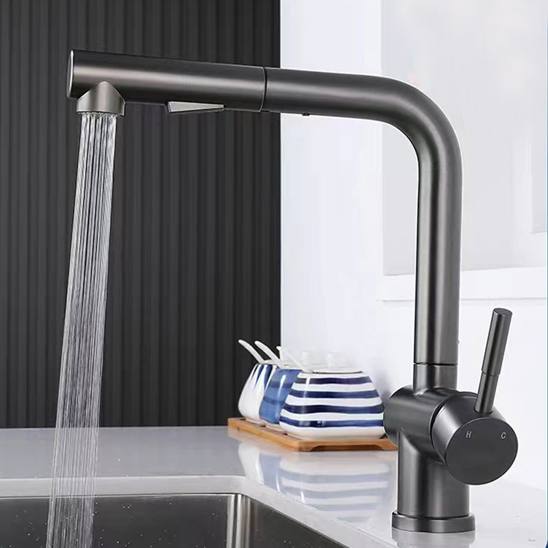 Gunmetal Grey Pull Out Kitchen Sink Faucet-YSKF043