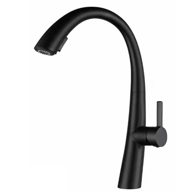 Matte Black Kitchen Sink Faucet With Pull Down Sprayer-YSKF049