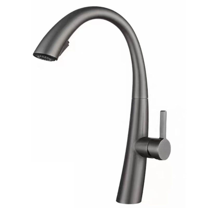 Matte Black Kitchen Sink Faucet With Pull Down Sprayer-YSKF049