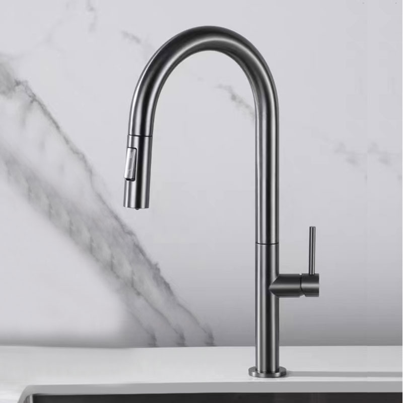 Gunmetal Kitchen Sink Faucet With Pull Out Spray-YSKF050