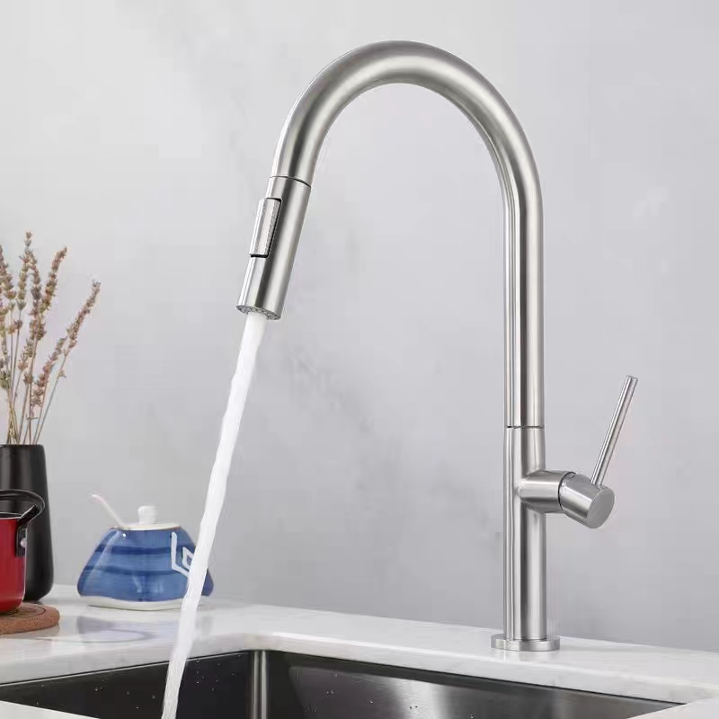 Gunmetal Kitchen Sink Faucet With Pull Out Spray-YSKF050