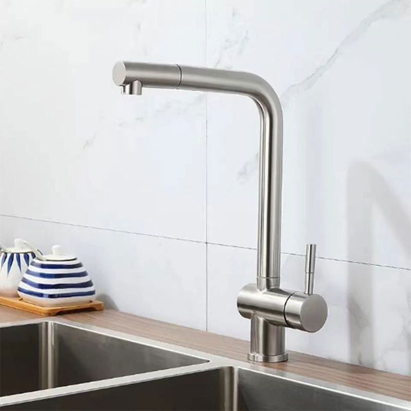 Brushed Nickel Kitchen Sink Faucet With Pull Down Sprayer-YSKF052