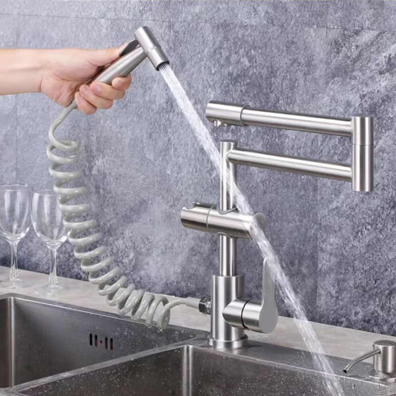 Swivel Kitchen Sink Faucet With Retractable Spray Gun-YSKF054