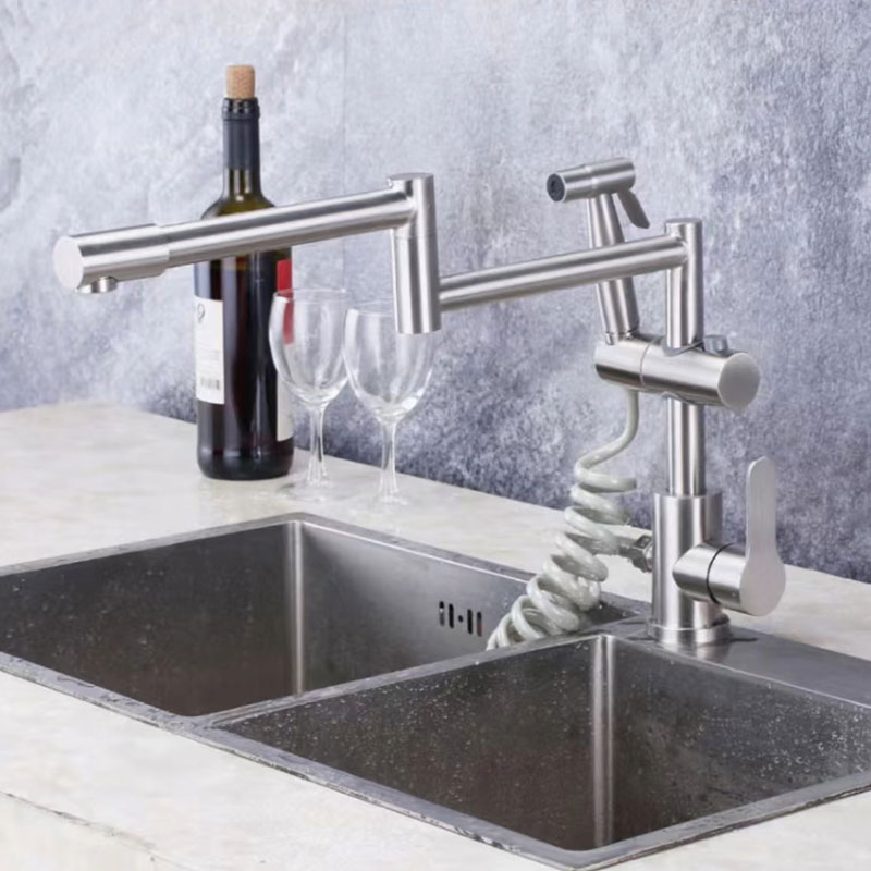 Swivel Kitchen Sink Faucet With Retractable Spray Gun-YSKF054