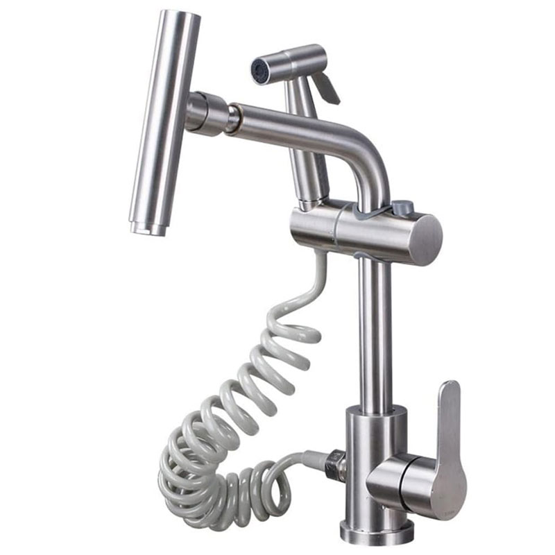 Brushed Kitchen Sink Faucet With Side Spray Gun-YSKF055