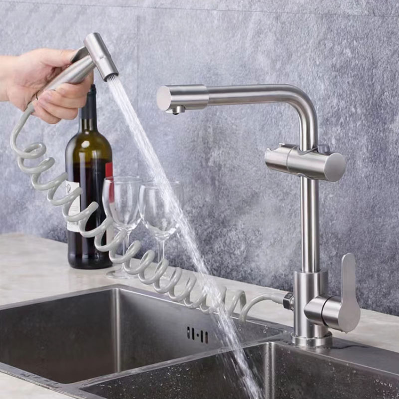 Stainless Steel Pull Out Kitchen Sink Mixer Tap With Spray Gun-YSKF056