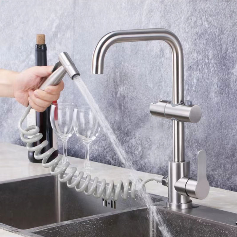 Rotatable Pull Out Kitchen Sink Faucet With Bidet Sprayer-YSKF057