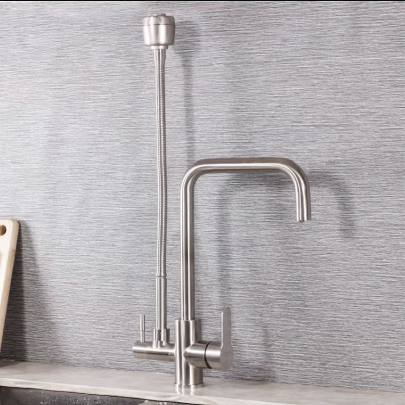 Double Pipe Kitchen Sink Faucet With Sprayer-YSKF058