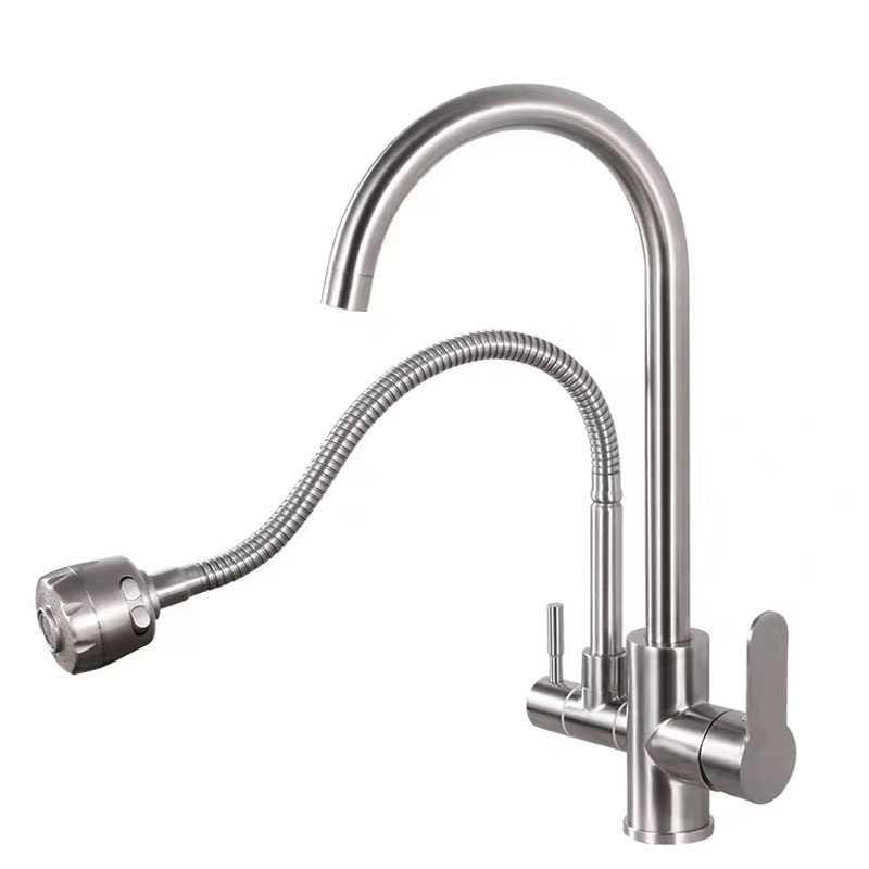 Stainless Steel Kitchen Sink Faucet With Rotatable Spray Head-YSKF059