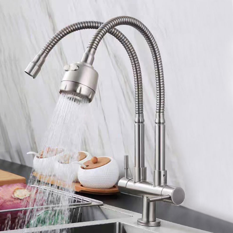 Double Universal Rotating Cold Water Kitchen Faucet-YSCF004