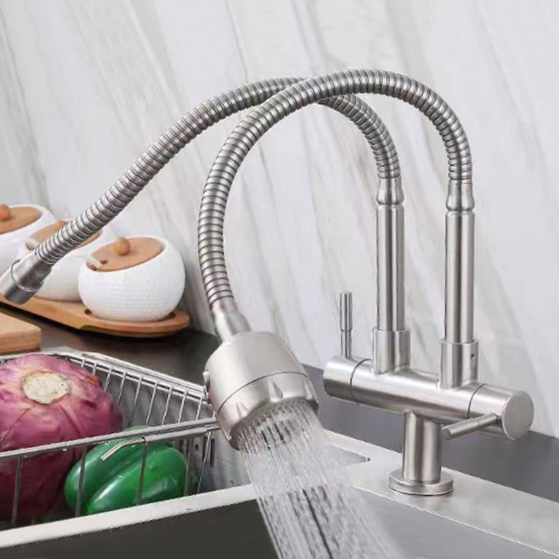 Double Universal Rotating Cold Water Kitchen Faucet-YSCF004