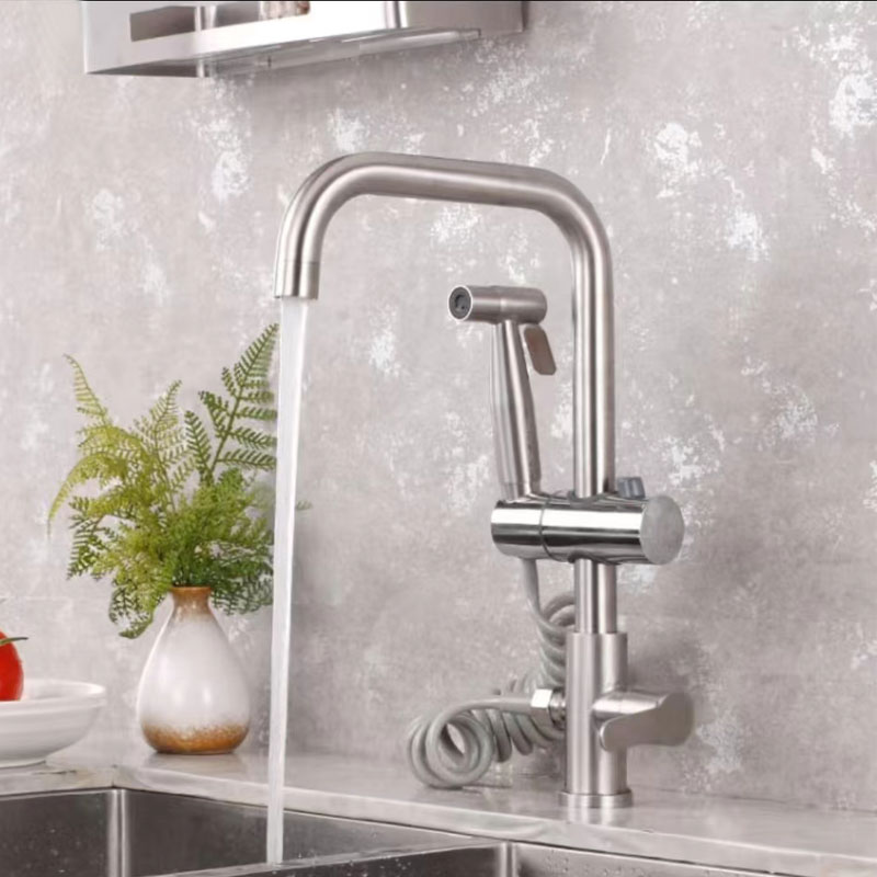 Rotatable Kitchen Cold Water Faucet With Pull Down Spray-YSCF009