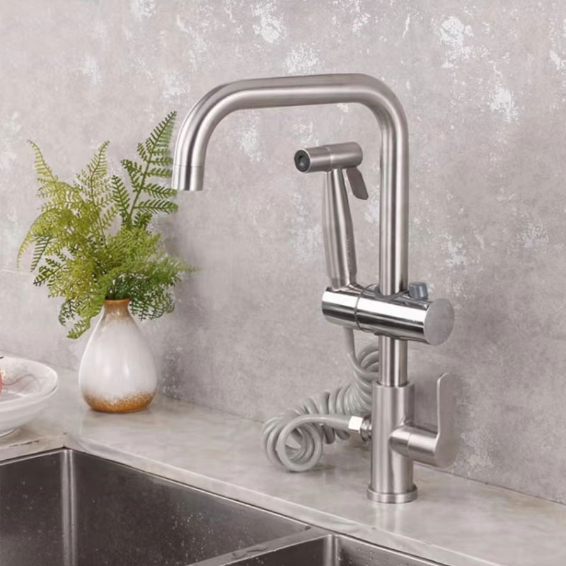 Rotatable Kitchen Cold Water Faucet With Pull Down Spray-YSCF009