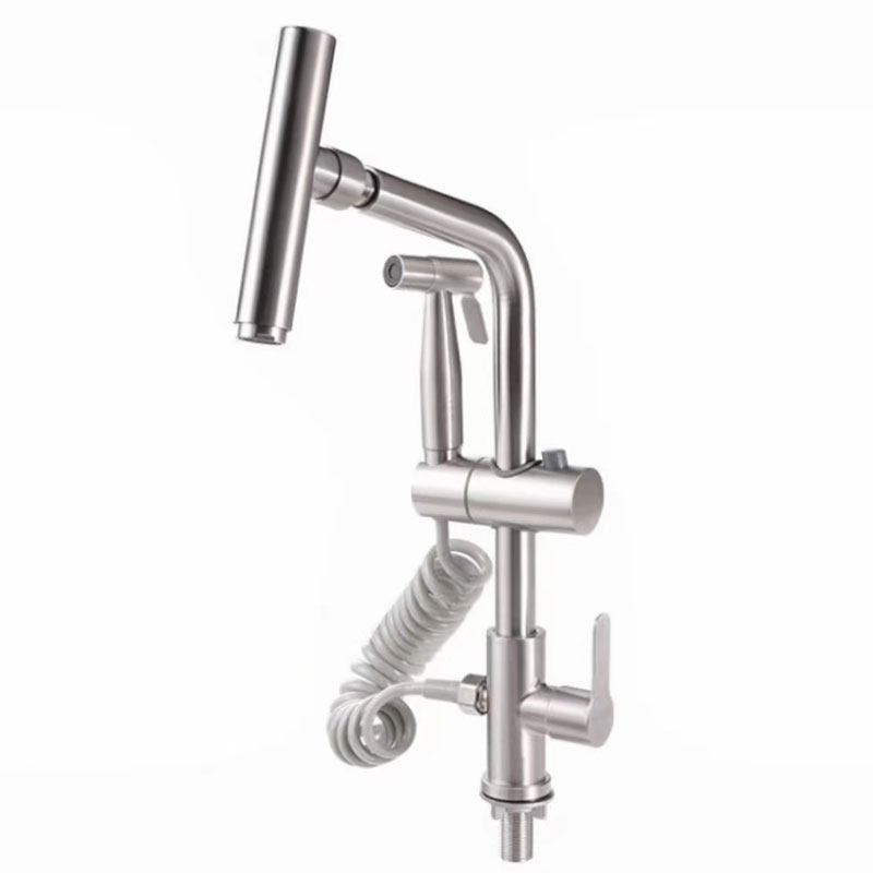 Single Cold Kitchen Water Tap With Retractable Spray Gun-YSCF010