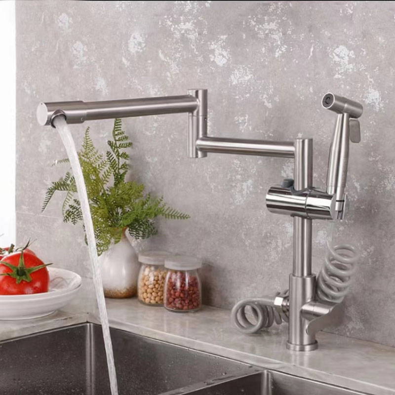 Steel Rotating Kitchen Cold Water Tap With Spray Gun-YSCF011