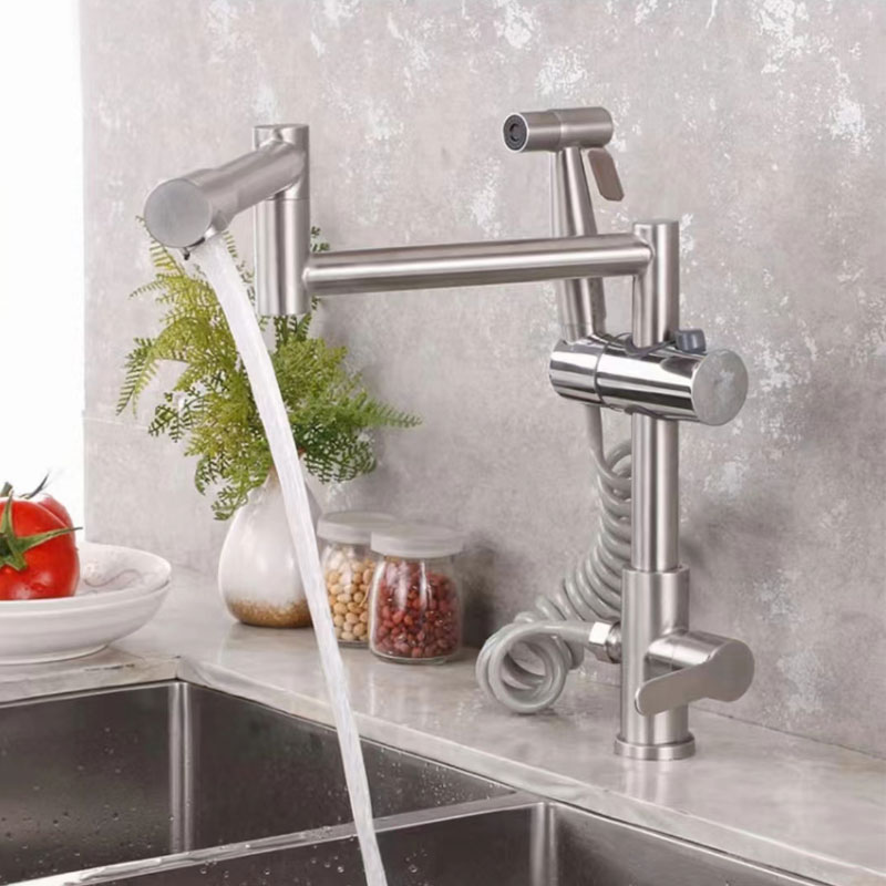 Steel Rotating Kitchen Cold Water Tap With Spray Gun-YSCF011