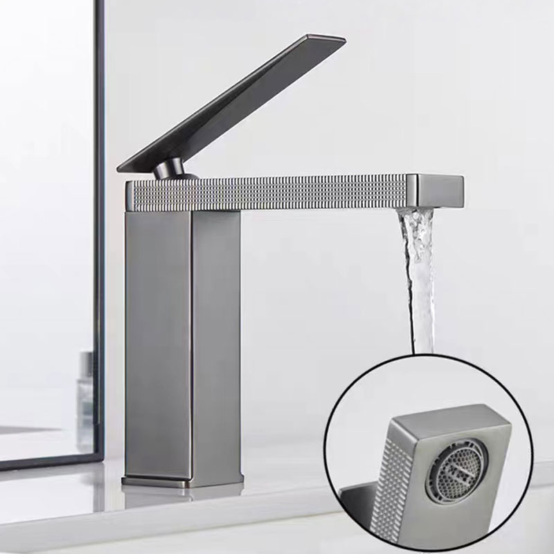 Gunmetal Gray Bathroom Square Basin Sink Mixer Faucet-YSBF027