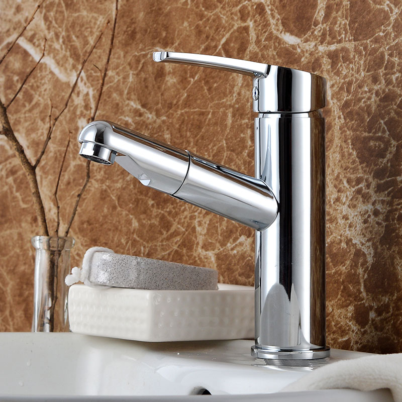 Chrome Pull Down Bathroom Basin Faucet-YSBF030