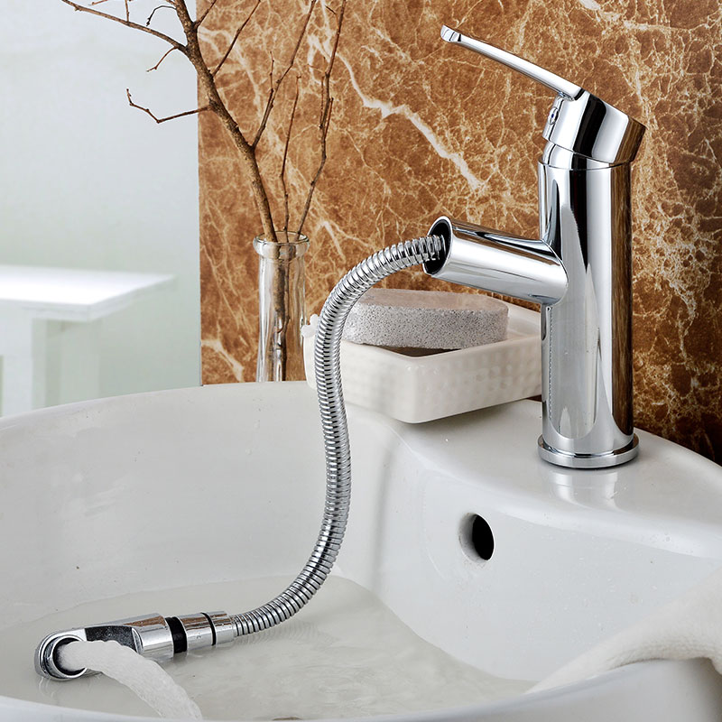 Chrome Pull Down Bathroom Basin Faucet-YSBF030